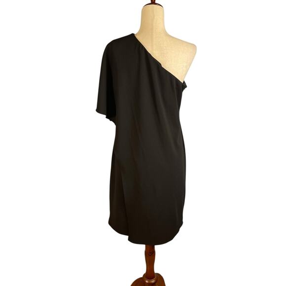 Lauren Ralph Lauren Women's One-Shoulder Jersey Crepe Shift Dress Black Size 12 - Picture 6 of 7